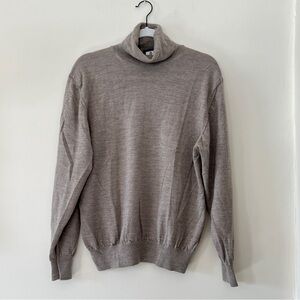 Morgano | Italian Made 100% Wool Turtleneck Sweater | Lt Heather Brown | Large